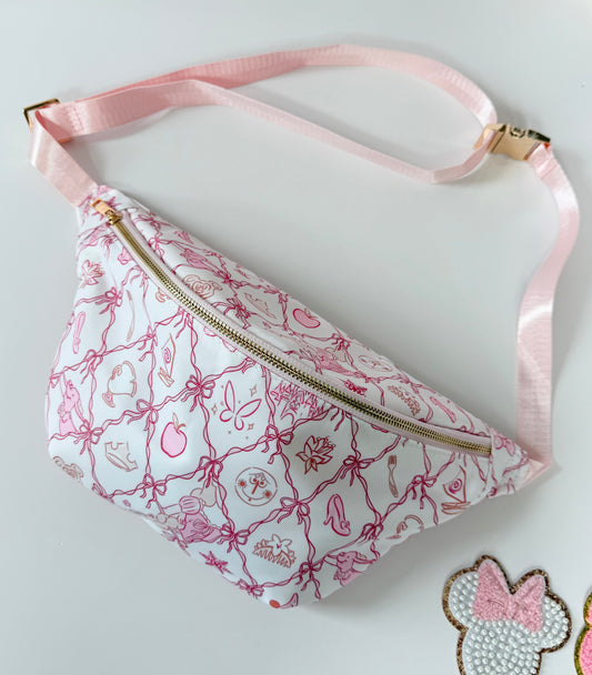 Pink Bows Girly Pop XL Jumbo Belt Bag Bum Bag Crossbody Bag