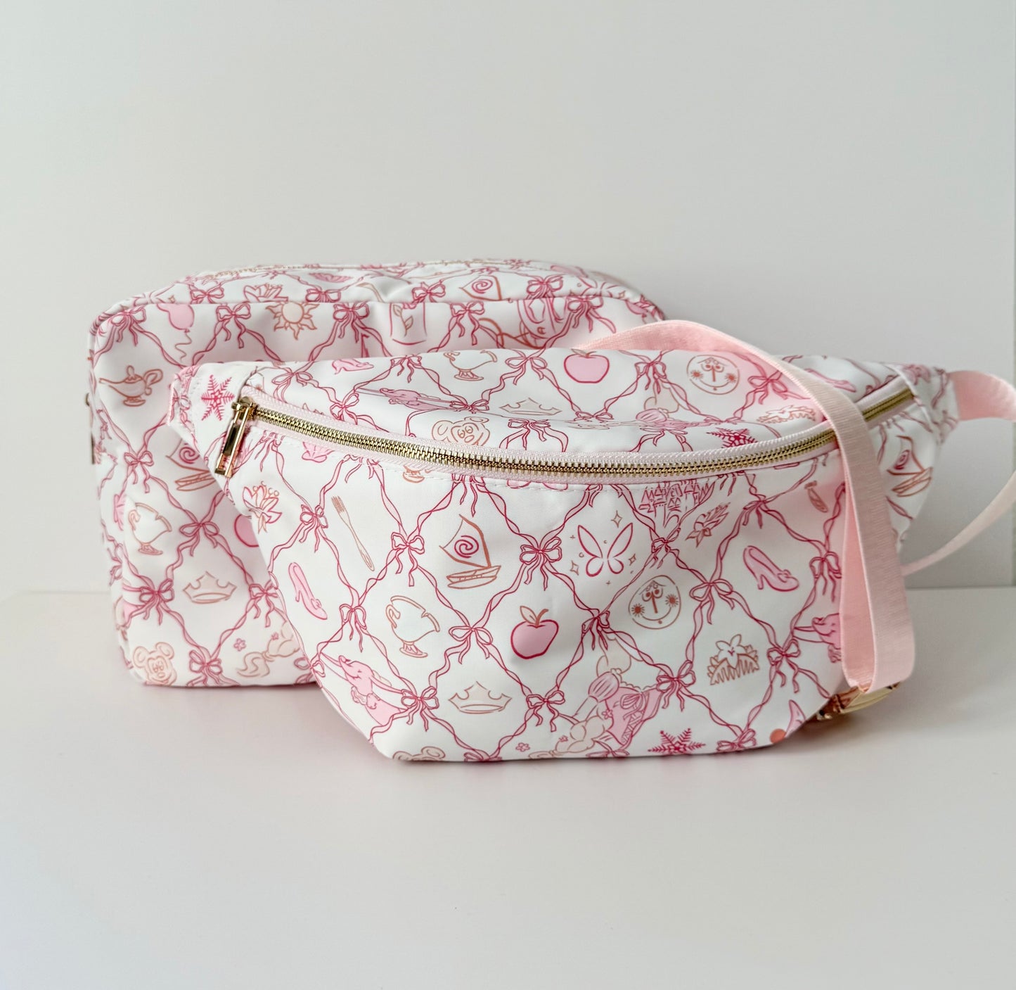 Pink Bows Girly Pop XL Jumbo Belt Bag Bum Bag Crossbody Bag