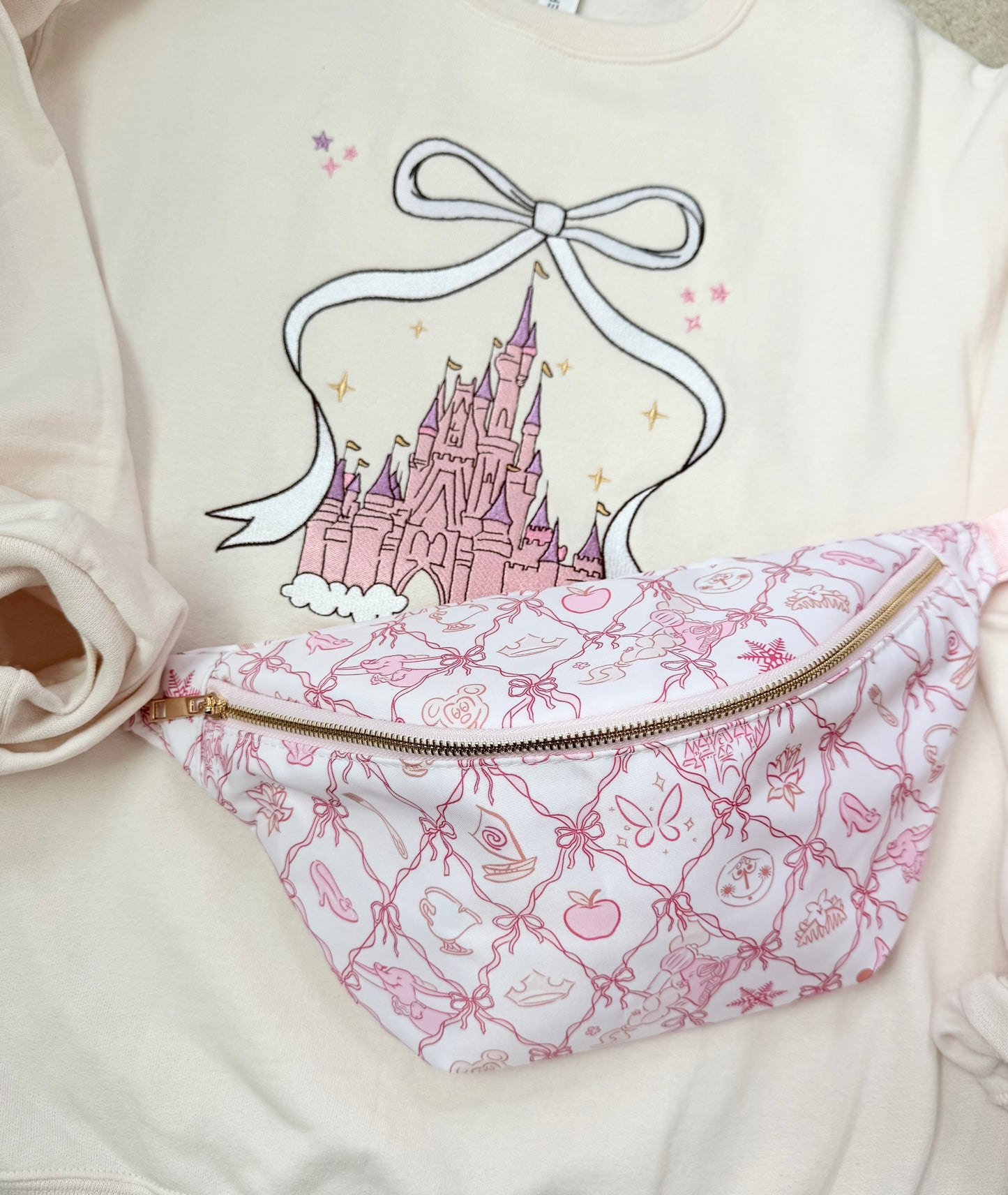 Pink Bows Girly Pop XL Jumbo Belt Bag Bum Bag Crossbody Bag