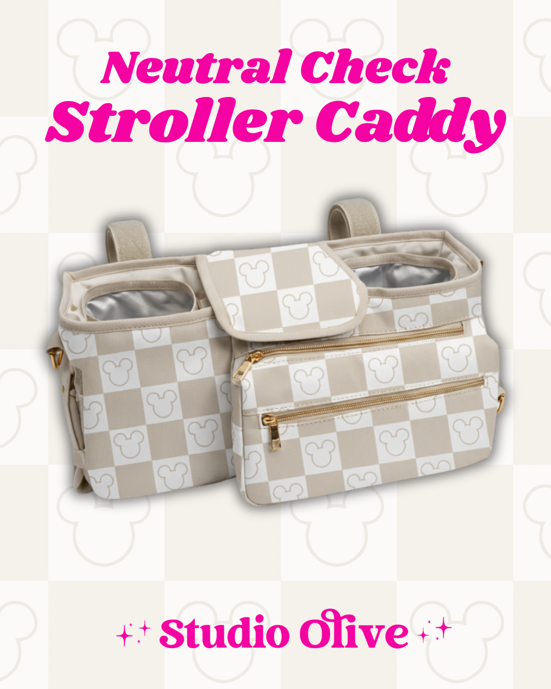PREORDER Neutral Checker Stroller Caddy