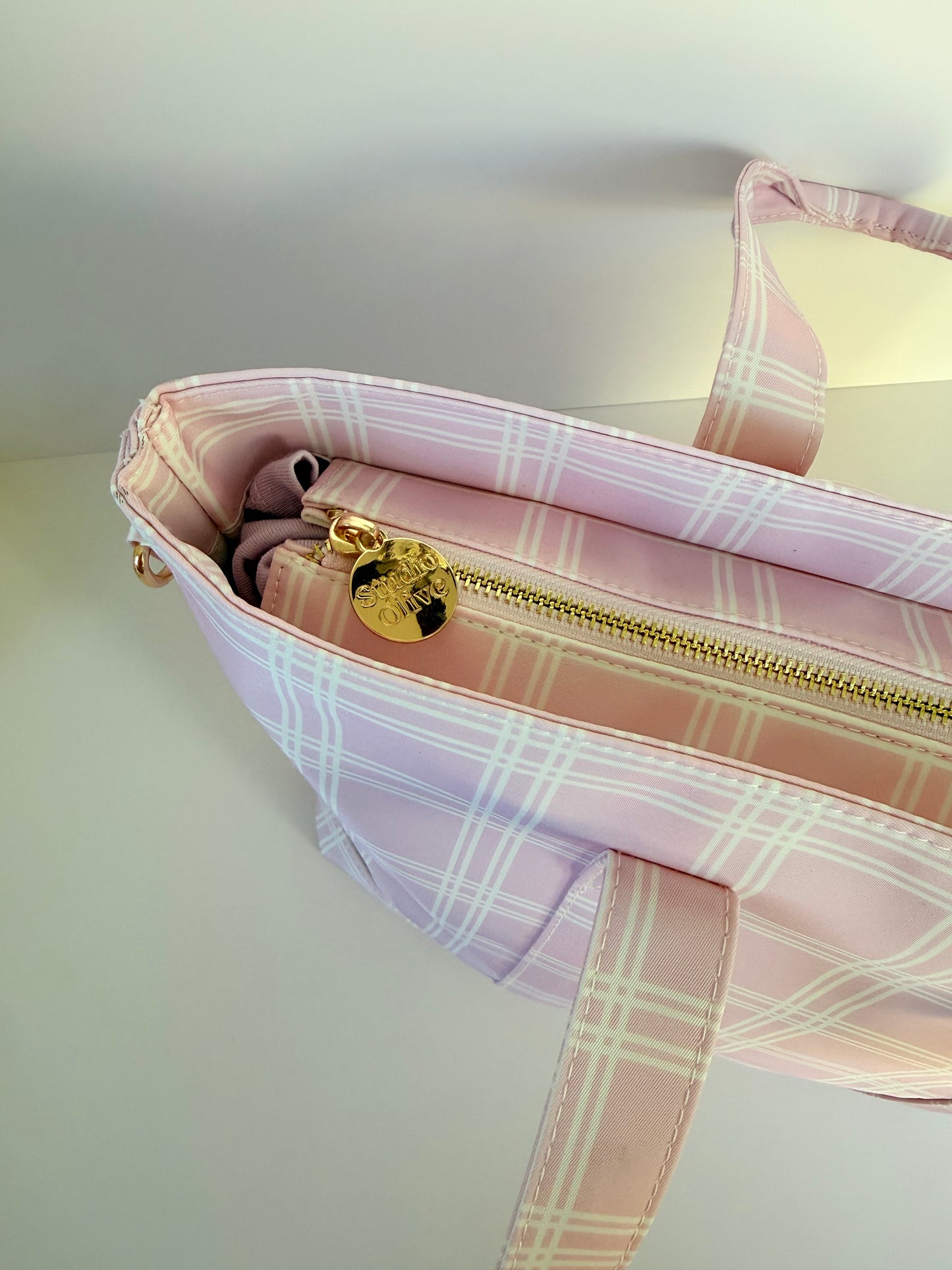 Pink Plaid Medium Tote Bag