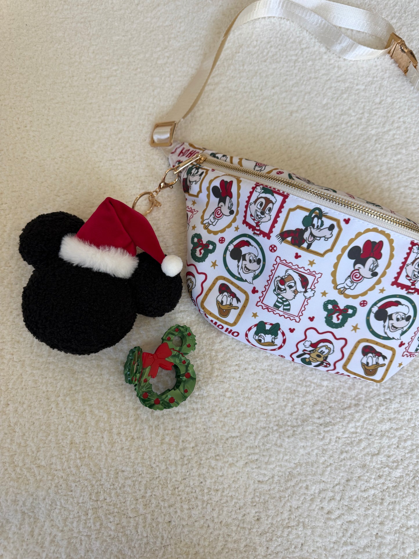 Plush Mickey Santa Bag Charm Keychain
