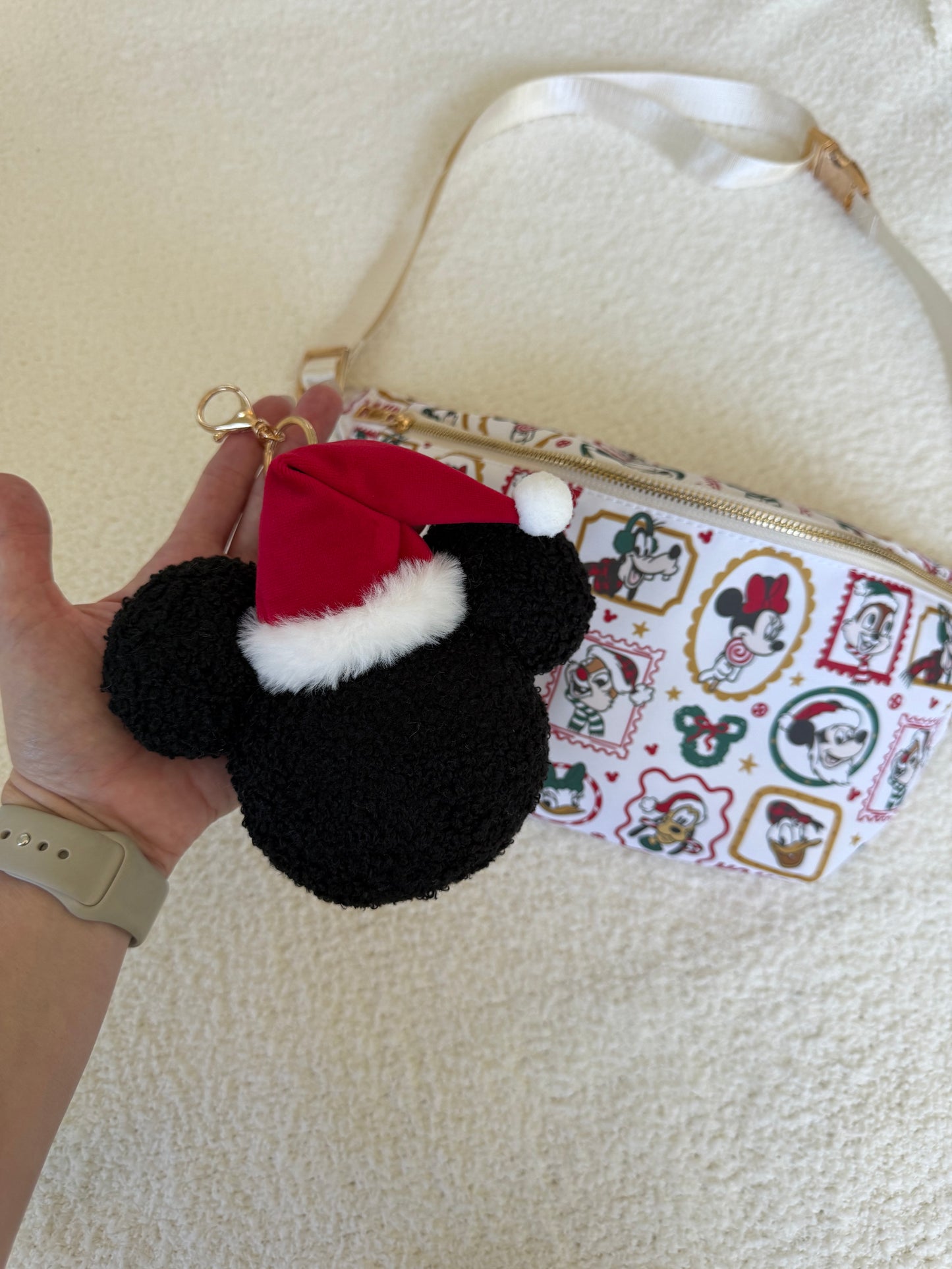 Plush Mickey Santa Bag Charm Keychain