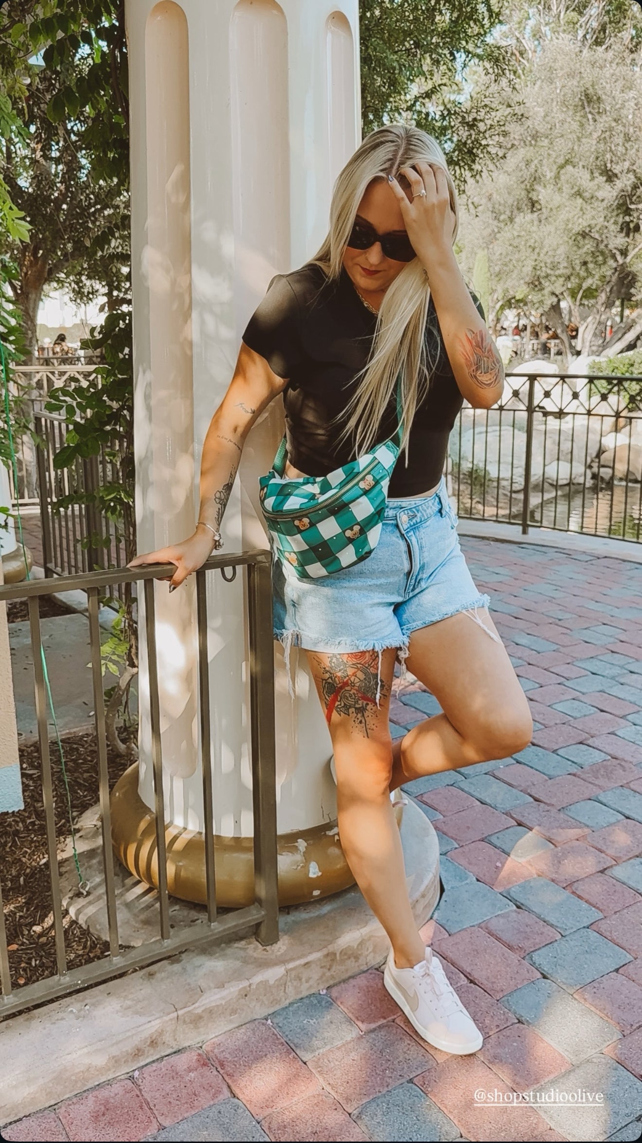 Green Checker XL Belt Bag