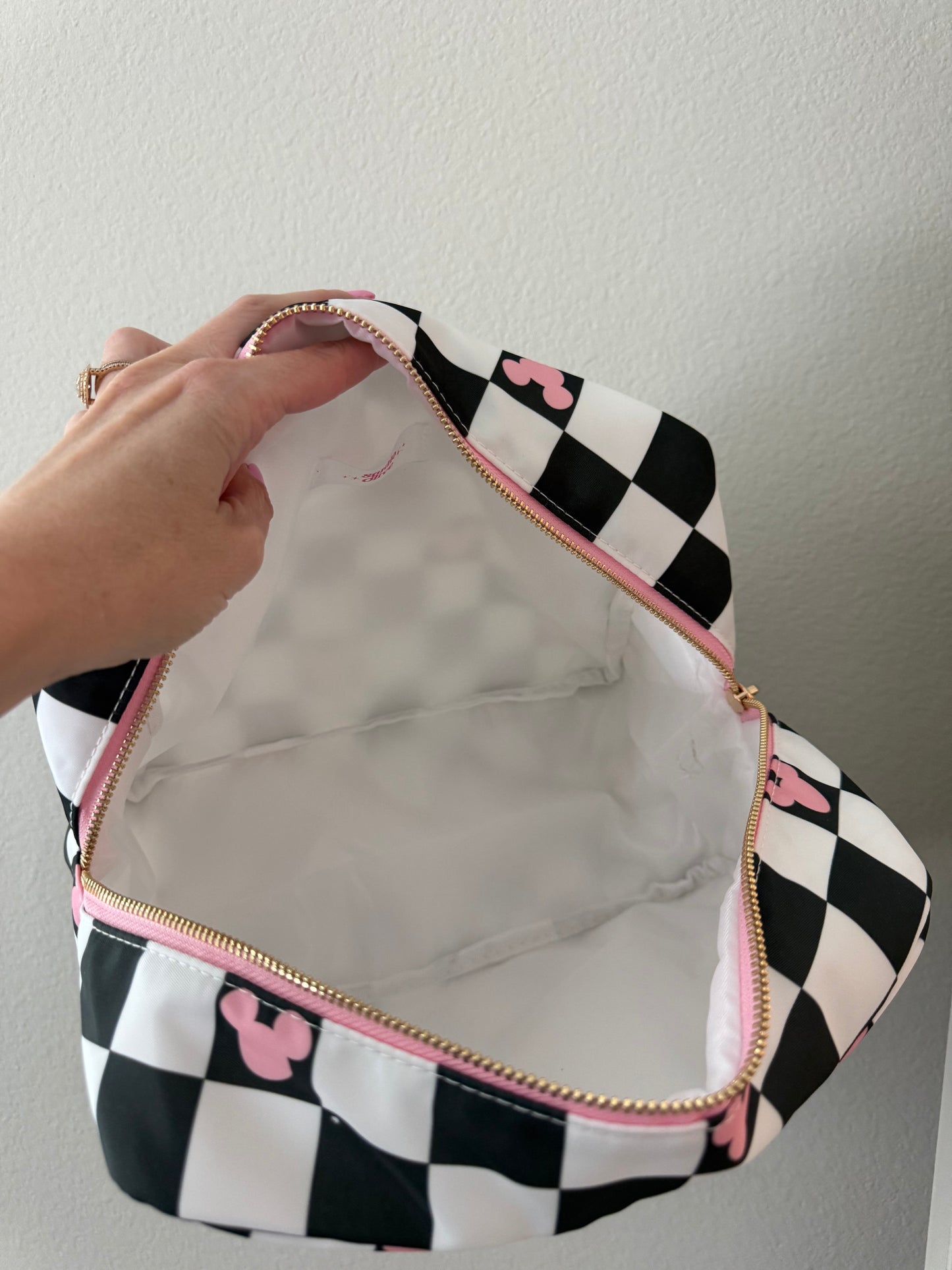 Magic Black Checker XL Zipper Pouch Cosmetics Bag