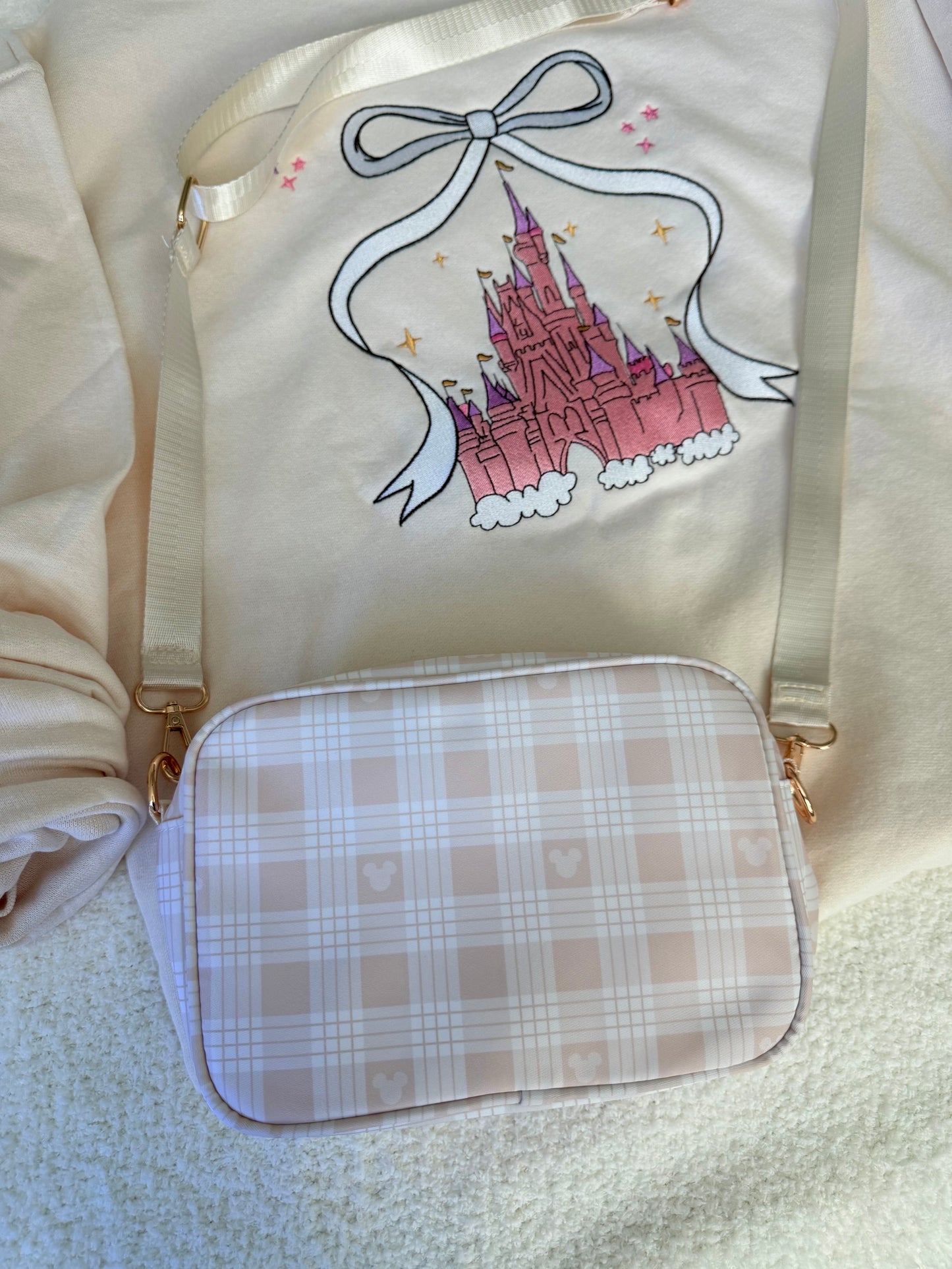 Neutral Check Crossbody Bag