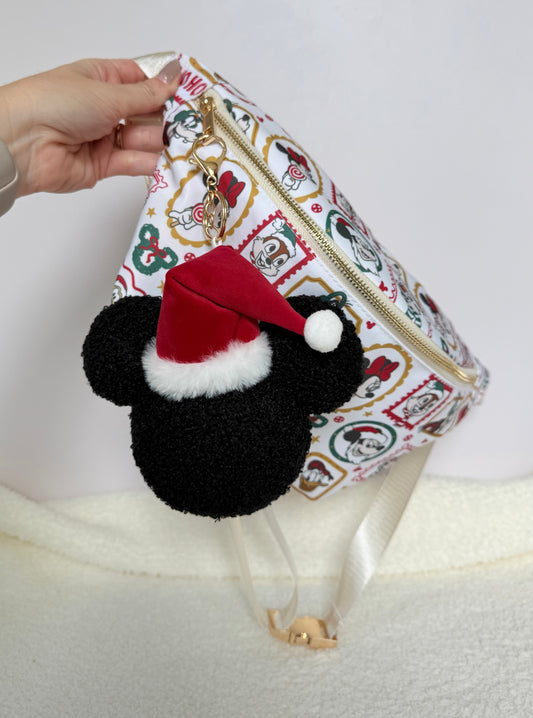 Plush Mickey Santa Bag Charm Keychain