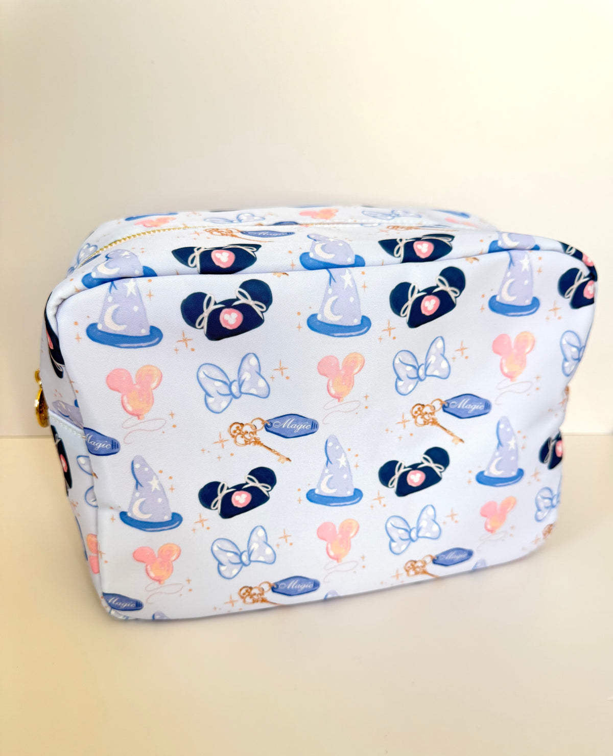 Girly Blue XL Zipper Pouch Cosmetics Bag