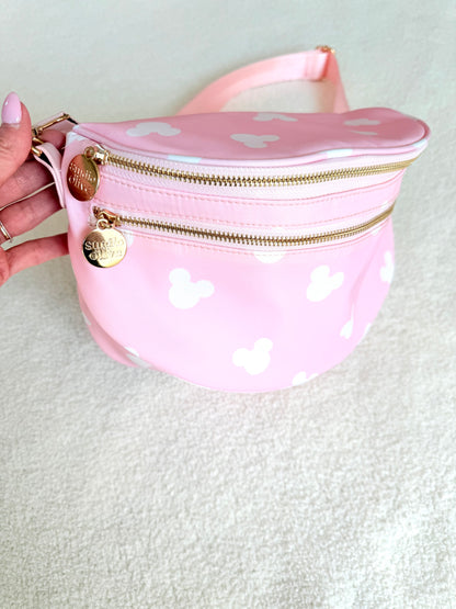 Neutral Pink Crossbody Double Zipper Bag