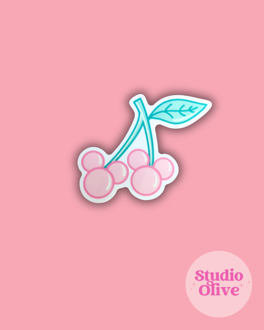 Mouse Cherries 3 inch Die-Cut Glossy Sticker