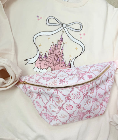 Pink Bows Girly Pop XL Jumbo Belt Bag Bum Bag Crossbody Bag