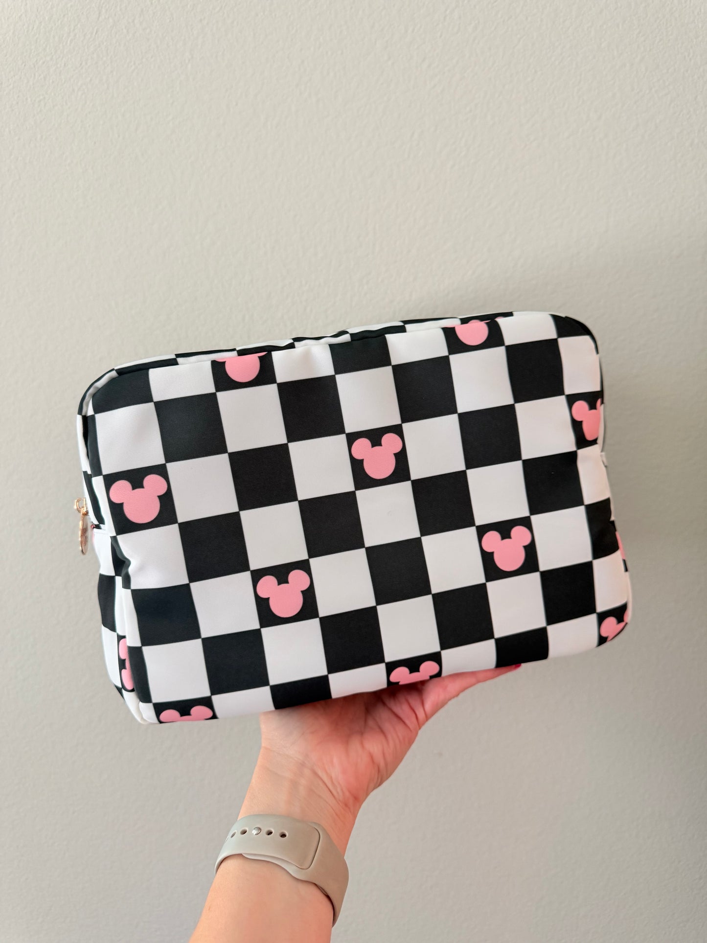 Magic Black Checker XL Zipper Pouch Cosmetics Bag