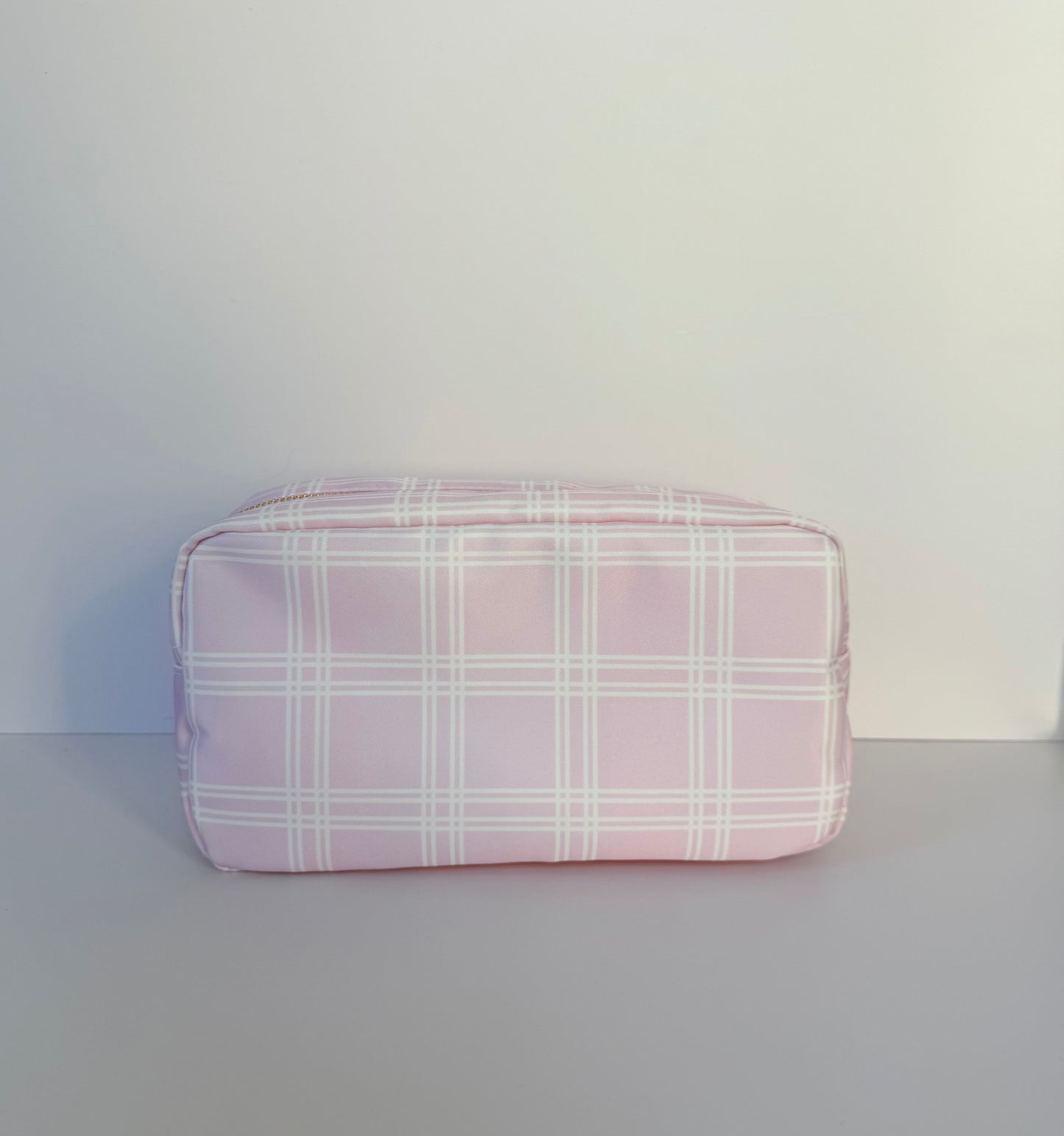 Pink Plaid Large Zipper Pouch