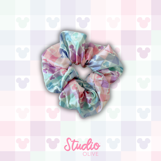 Colorful Checker Satin 2inch Scrunchie