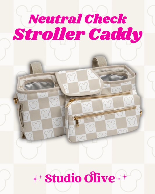 PREORDER Neutral Checker Stroller Caddy