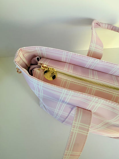 Pink Plaid Medium Tote Bag