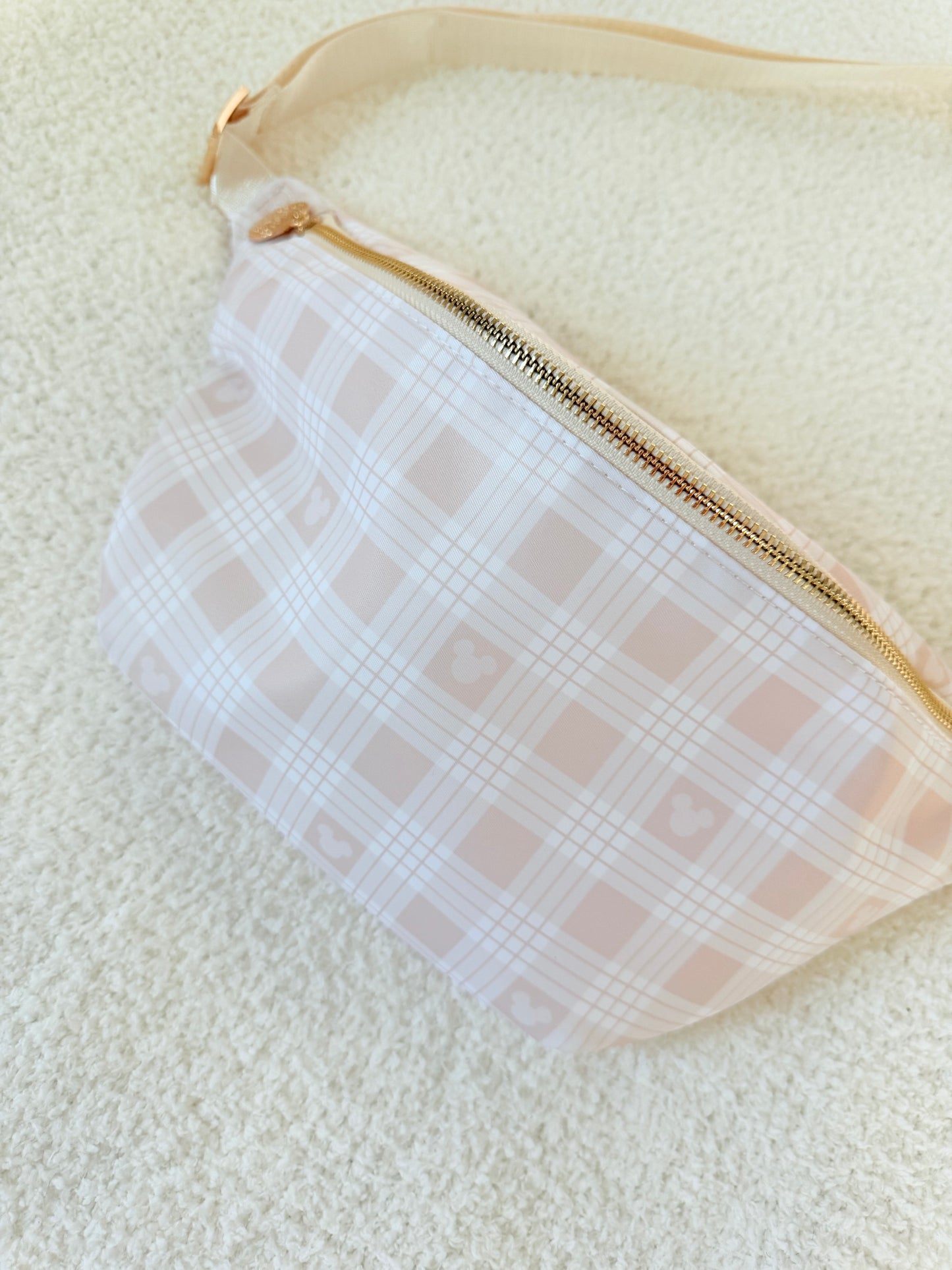 Neutral Checker Plaid XL Belt Bag