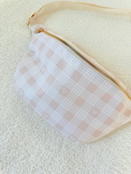Neutral Checker Plaid XL Belt Bag