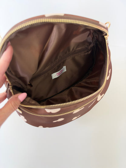 Magical Brown Double Zipper Crossbody Bag