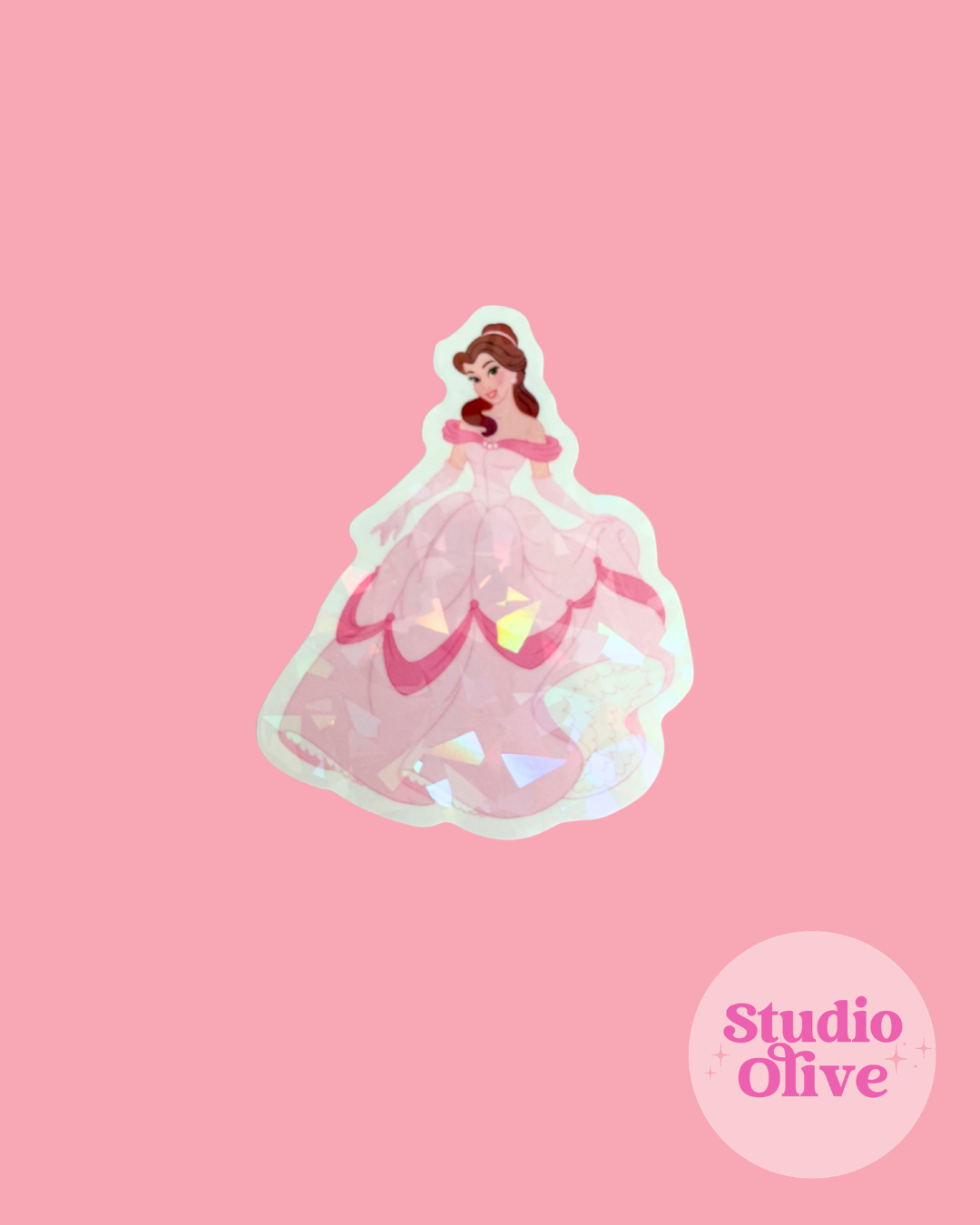 Princess Belle Holographic 3 inch Die-Cut Glossy Sticker