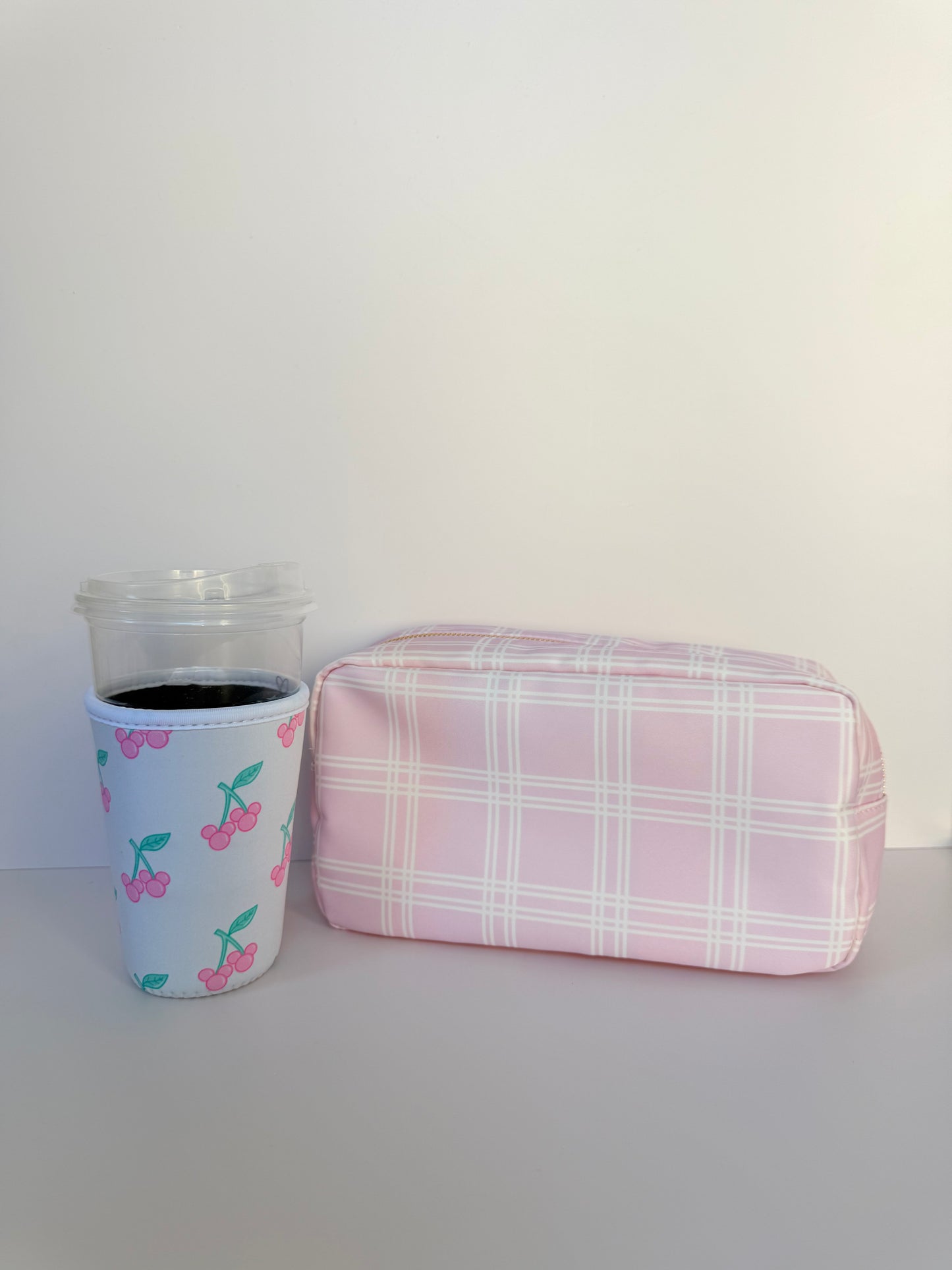 Pink Plaid Large Zipper Pouch