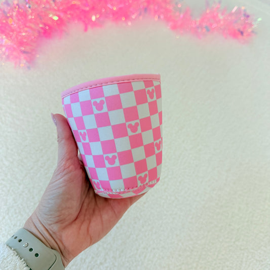 Pink Checker Small Cup Sleeve