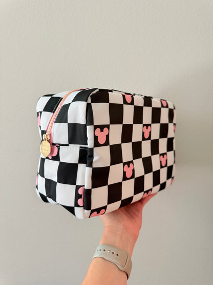Magic Black Checker XL Zipper Pouch Cosmetics Bag