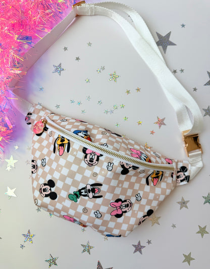 Magical Characters Checker Large Fanny Pack Bum Bag Belt Bag