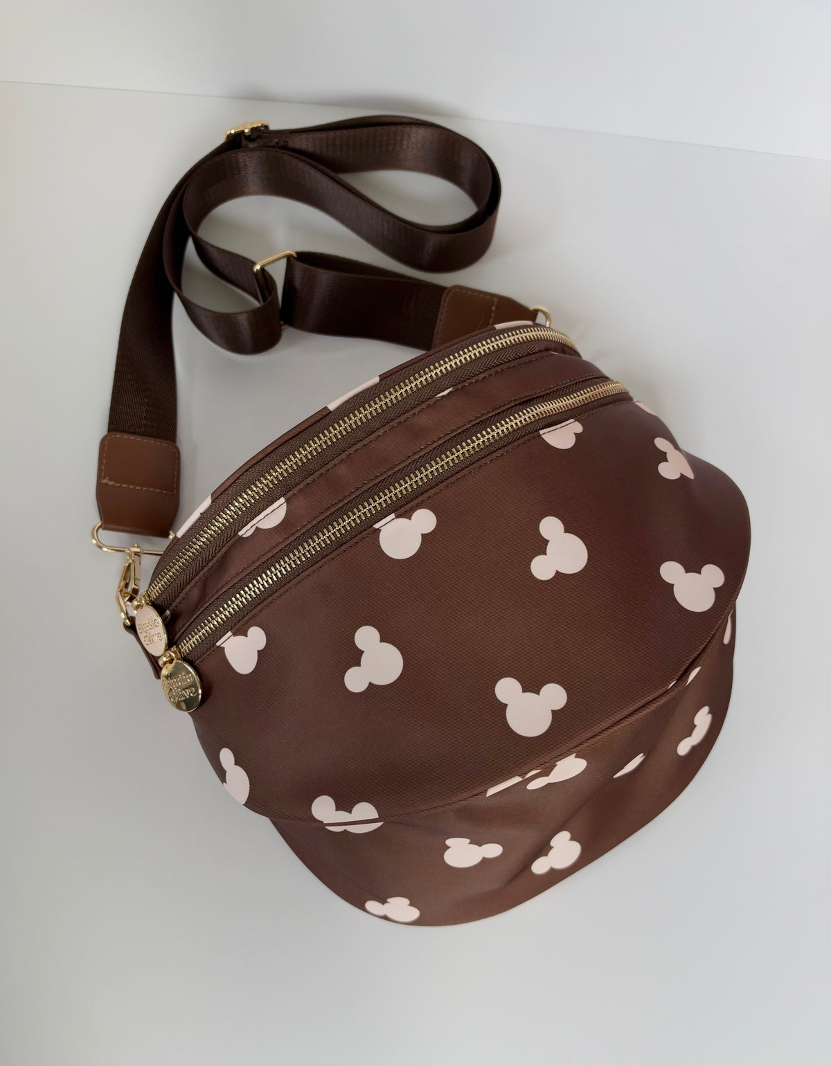 Magical Brown Double Zipper Crossbody Bag