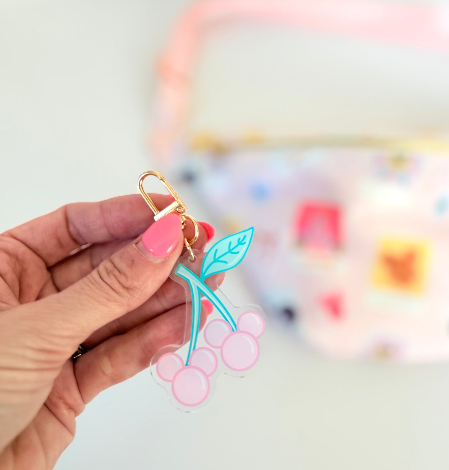 Mouse Cherries Acrylic Bag Charm Keychain