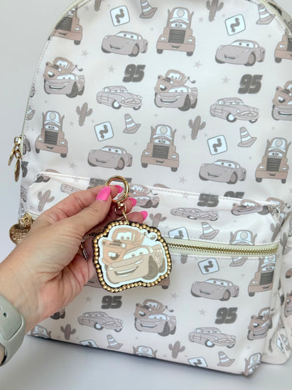 Cars Acrylic Glitter Bag Charm