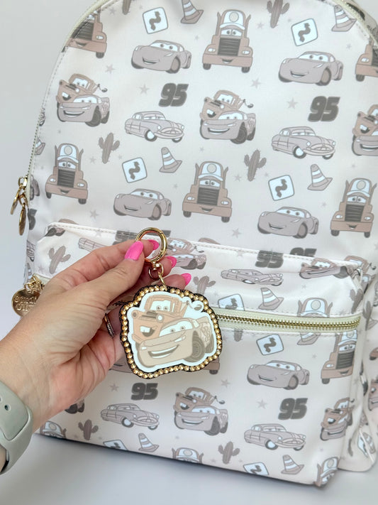 Cars Acrylic Glitter Bag Charm