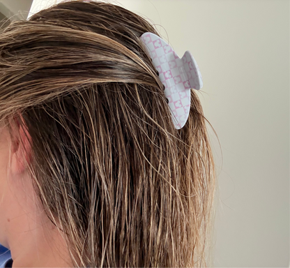 Muted Pink Checker Mouse Claw Clip Hair Clip