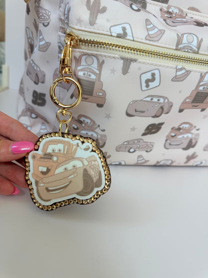 Cars Acrylic Glitter Bag Charm