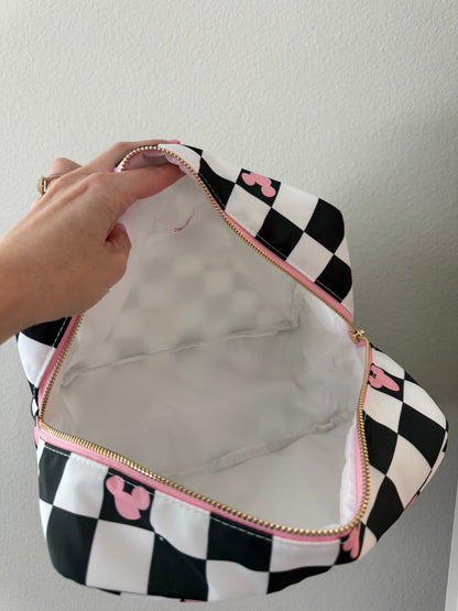Magic Black Checker XL Zipper Pouch Cosmetics Bag