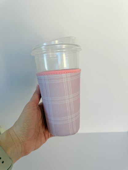 Pink Plaid Drink Sleeve