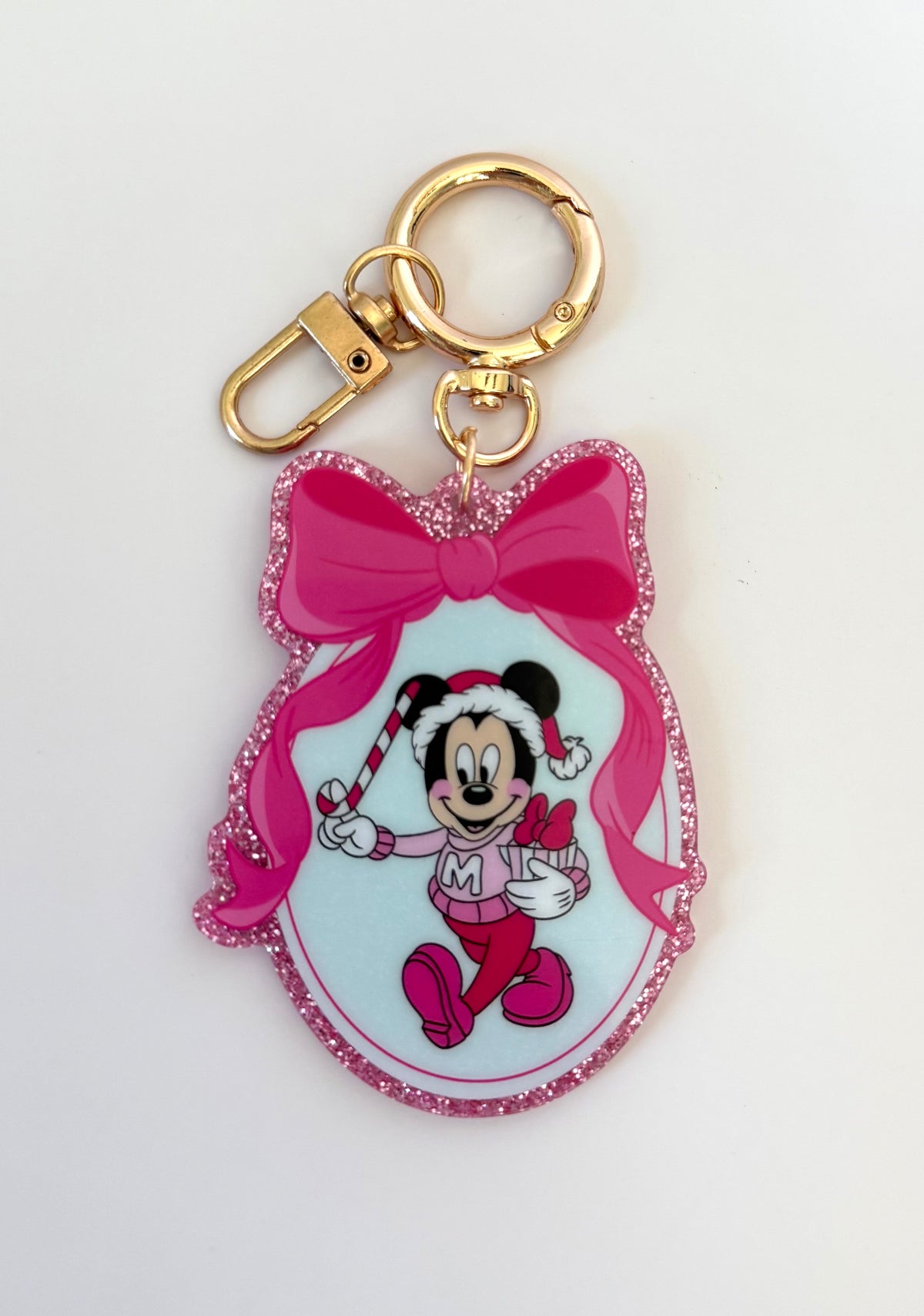 Mickey & Minnie Glitter Bag Charm Keychains