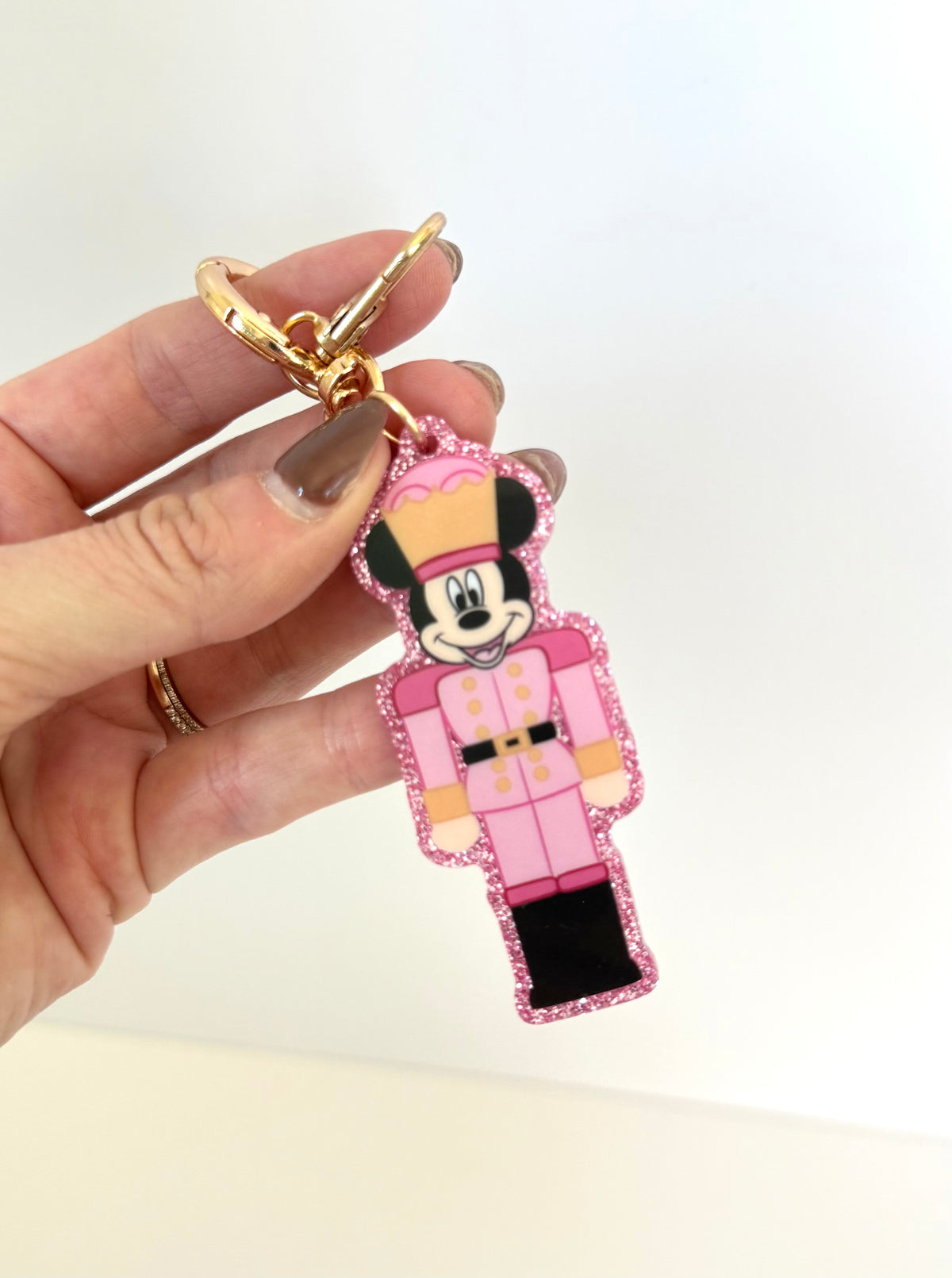 Nutcracker Mickey Glitter Bag Charm Keychains
