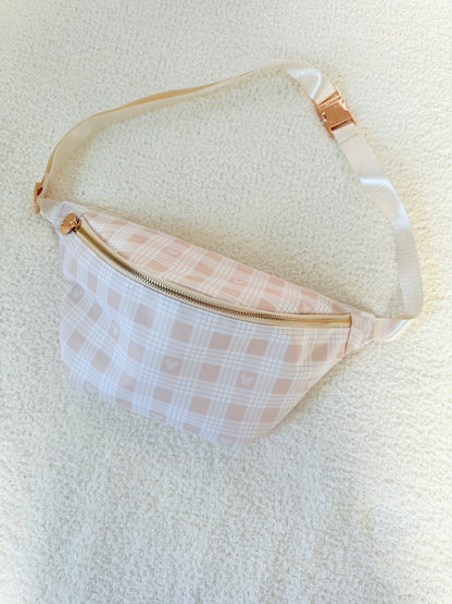 Neutral Checker Plaid XL Belt Bag