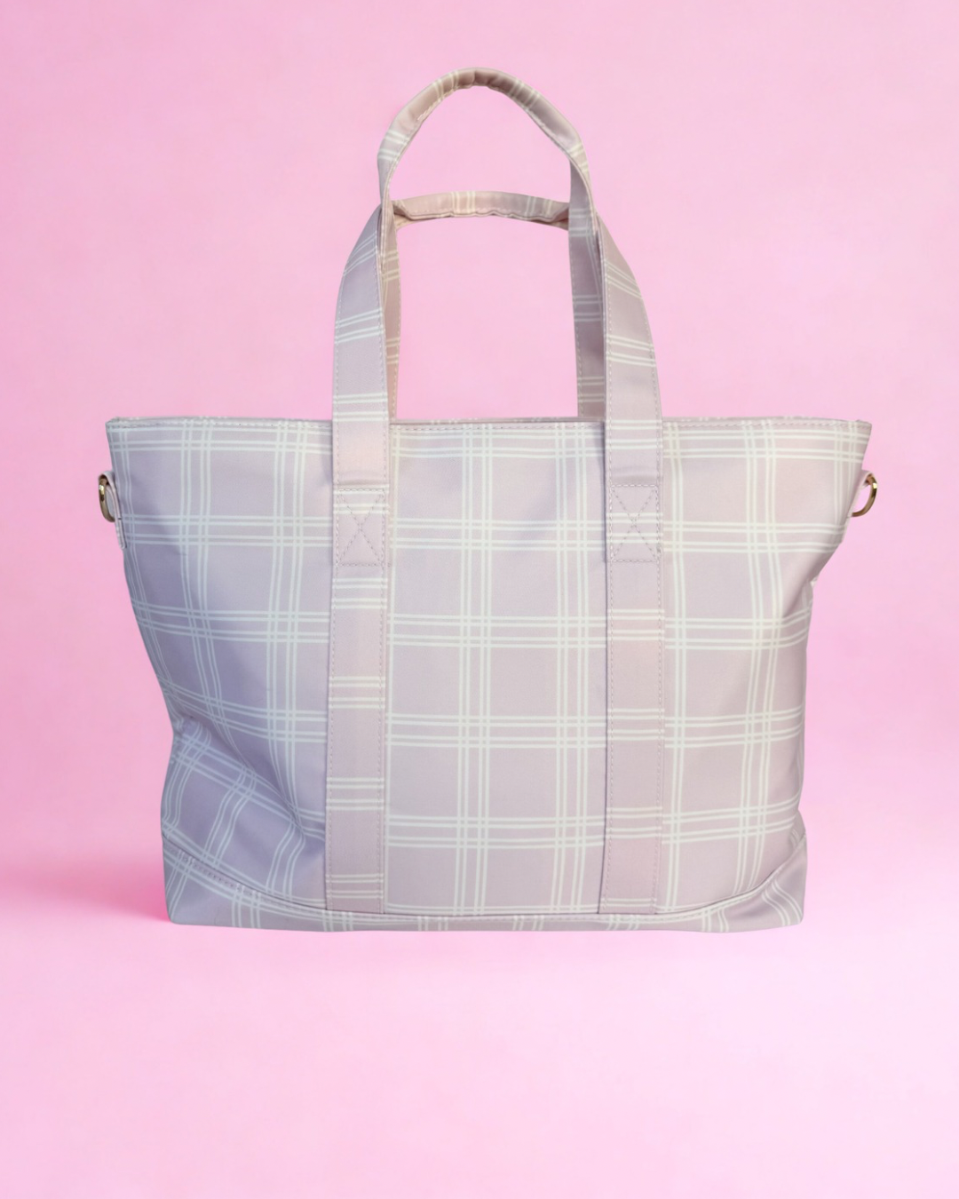 Pink Plaid Medium Tote Bag