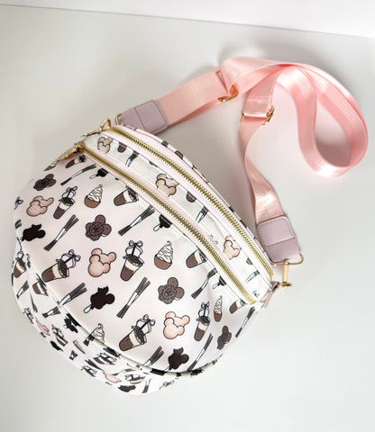 Snacks Double Zipper Crossbody Bag