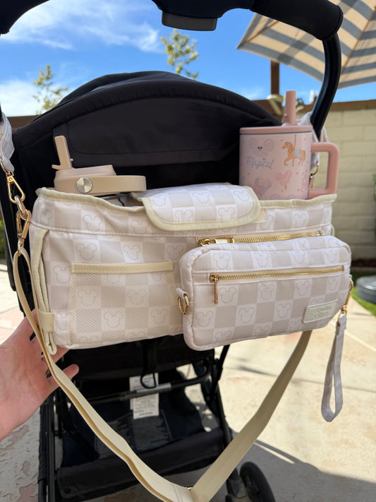 Neutral Checker Stroller Caddy