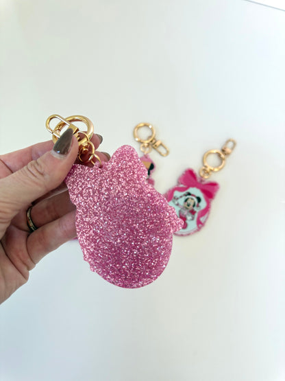 Mickey & Minnie Glitter Bag Charm Keychains