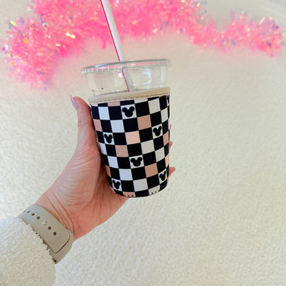 Black Checker Small Cup Sleeve