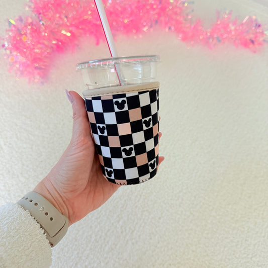 Black Checker Small Cup Sleeve