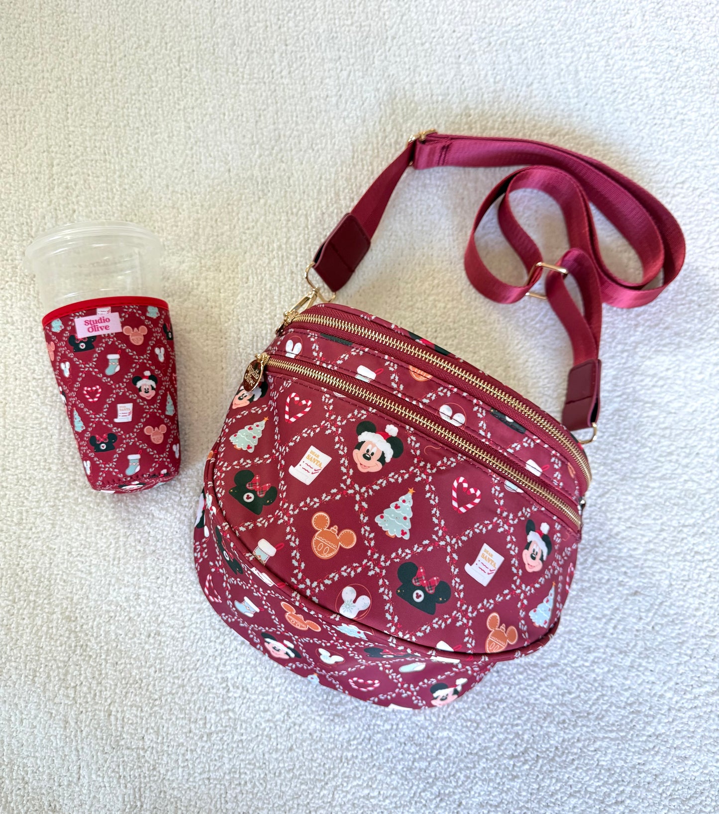 Tis the Season Double Zipper Crossbody Bag
