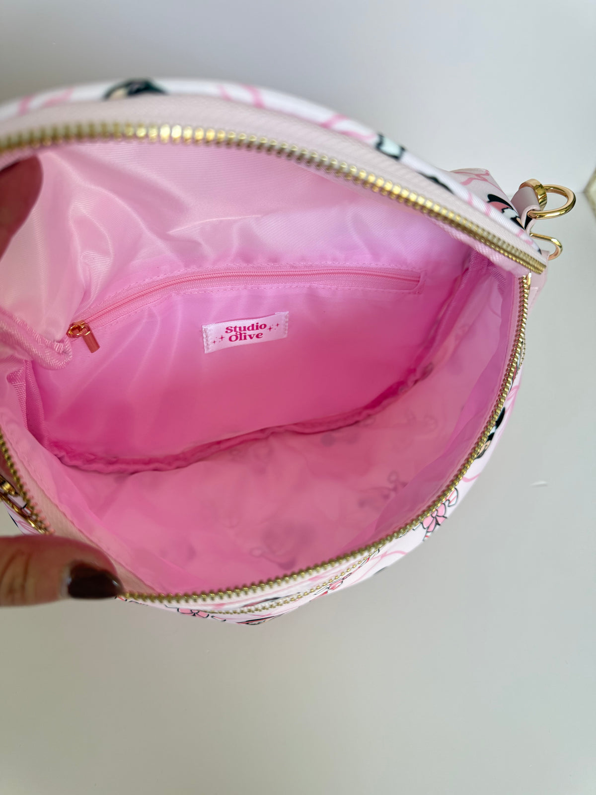 Peppermint Pink Double Zipper Crossbody Bag