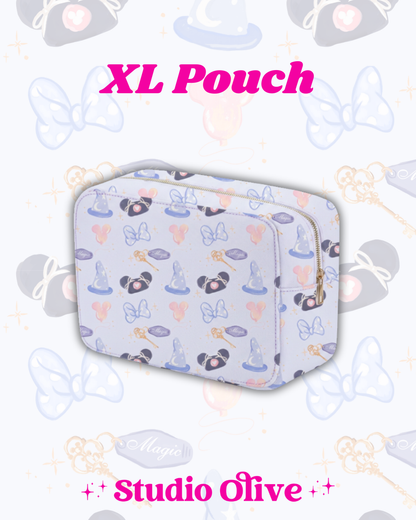 Girly Blue XL Zipper Pouch Cosmetics Bag