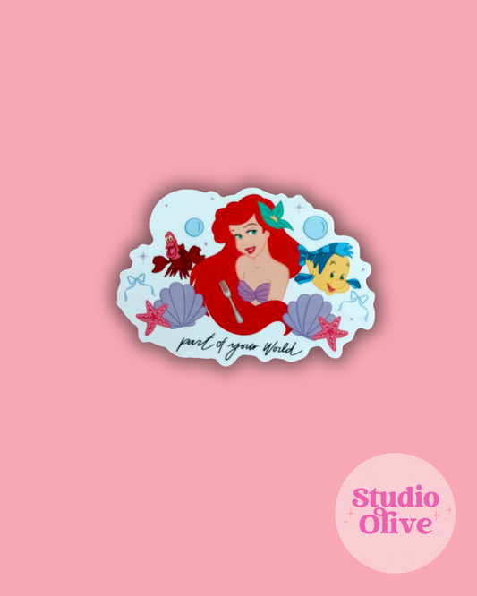Mermaid and Friends 3 inch Die-Cut Glossy Sticker
