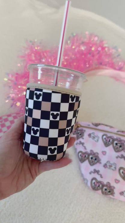 Black Checker Small Cup Sleeve